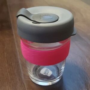 KeepCup Glass Travel Mug with Pink Band